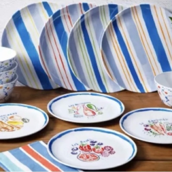 Sur La Table 12-Piece Multicolor Melamine Dinnerware Set 4 Place Settings - Picture 13 of 16